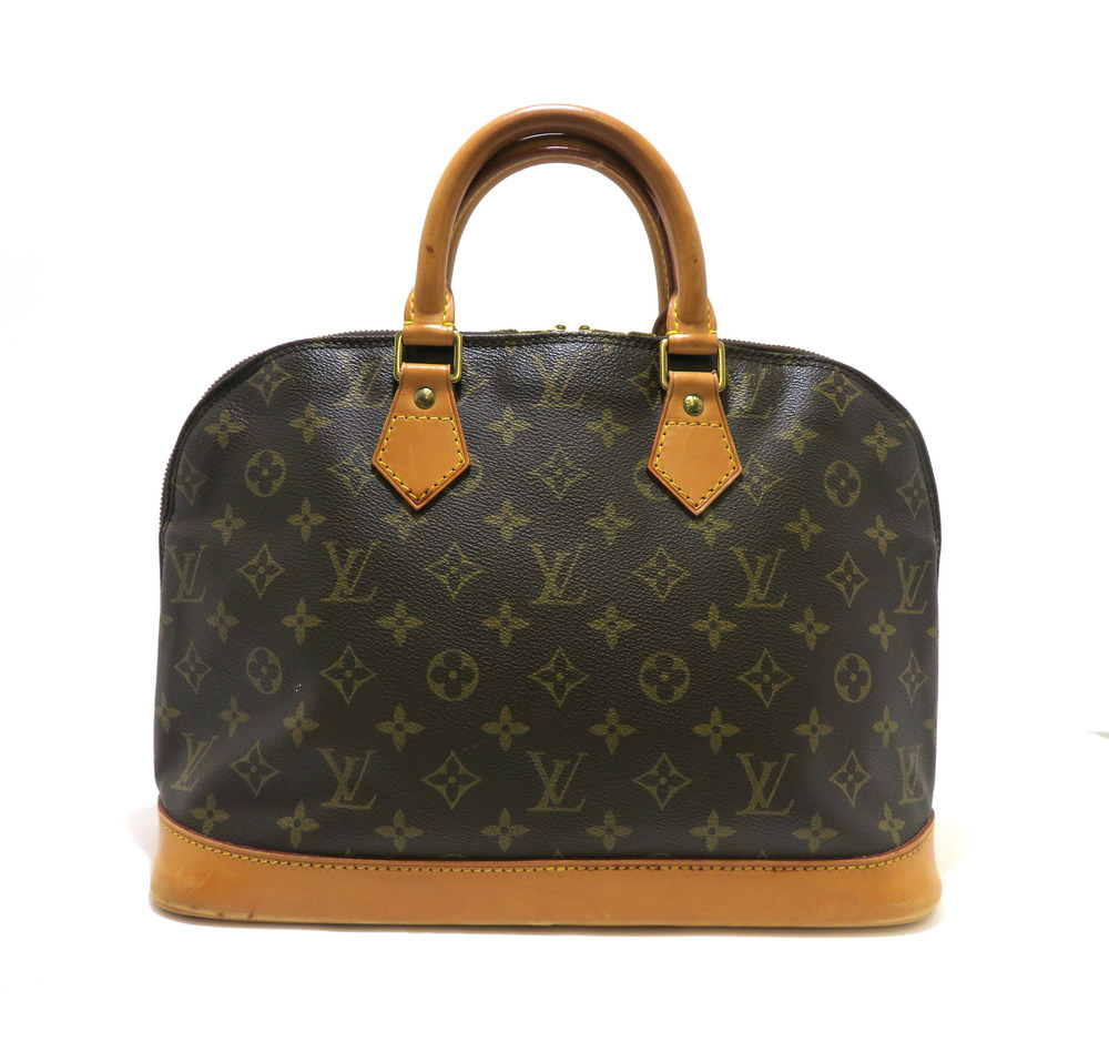 LOUIS VUITTON Alma Monogram Handbag Leather Brown